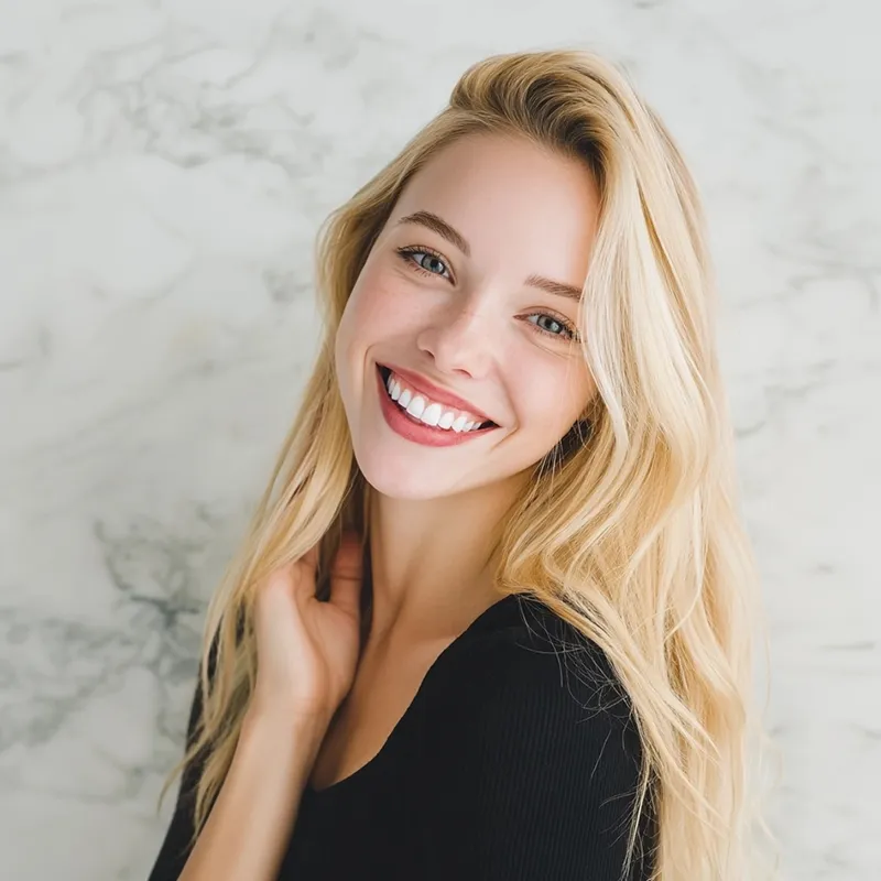 laechelnde junge frau skelettale kieferorthopaedie